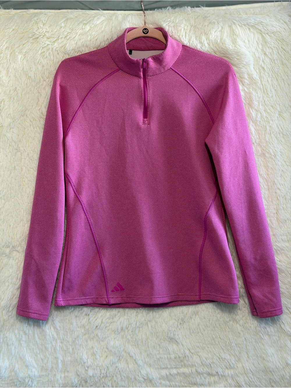 Adidas Womens Golf 1/4 Zip Pullover Sweater Size S Pink Gorpcore Sporty Running